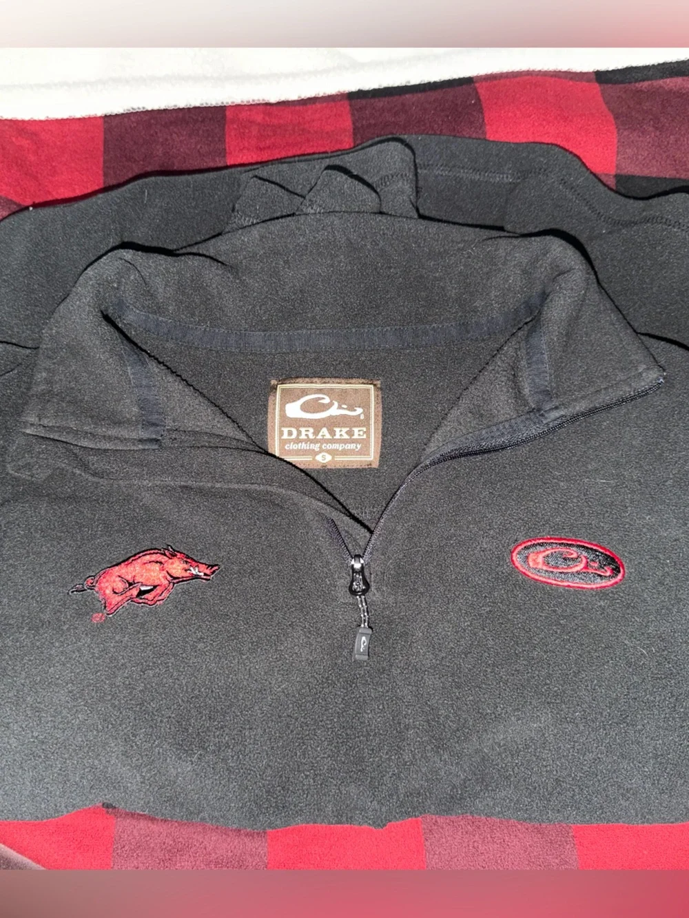 Drake Arkansas Razorback Black Men's Quarter-Zip Fleece Sweater